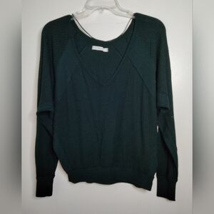 We The Free (Sz S) Black Oversized V-Neck Santa Clara Thermal LS Lightweight Top